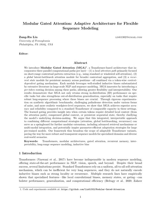 Preview of first page: Modular Gated Attention